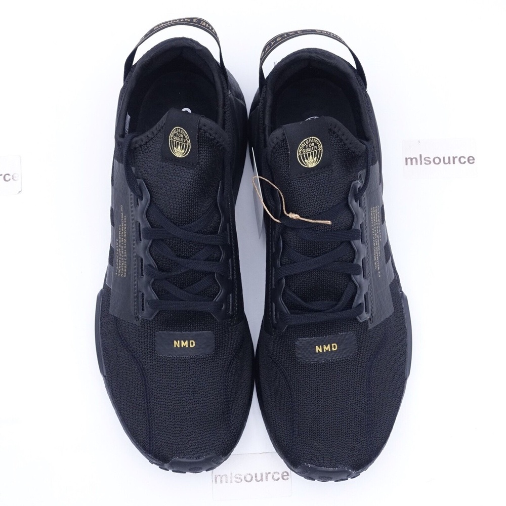 NEW adidas Originals NMD_R1 V2 Sneakers HP3251 Core Black/Gold - Picture 5 of 8